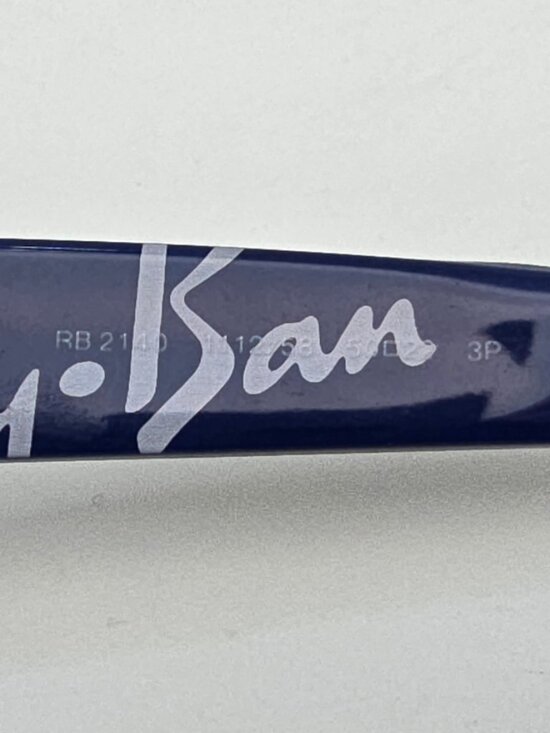 Ray-Ban RB2140 1112/58 Wayfarer Black on Blue Text Polarized G-15 Sunglasses - Picture 7 of 16